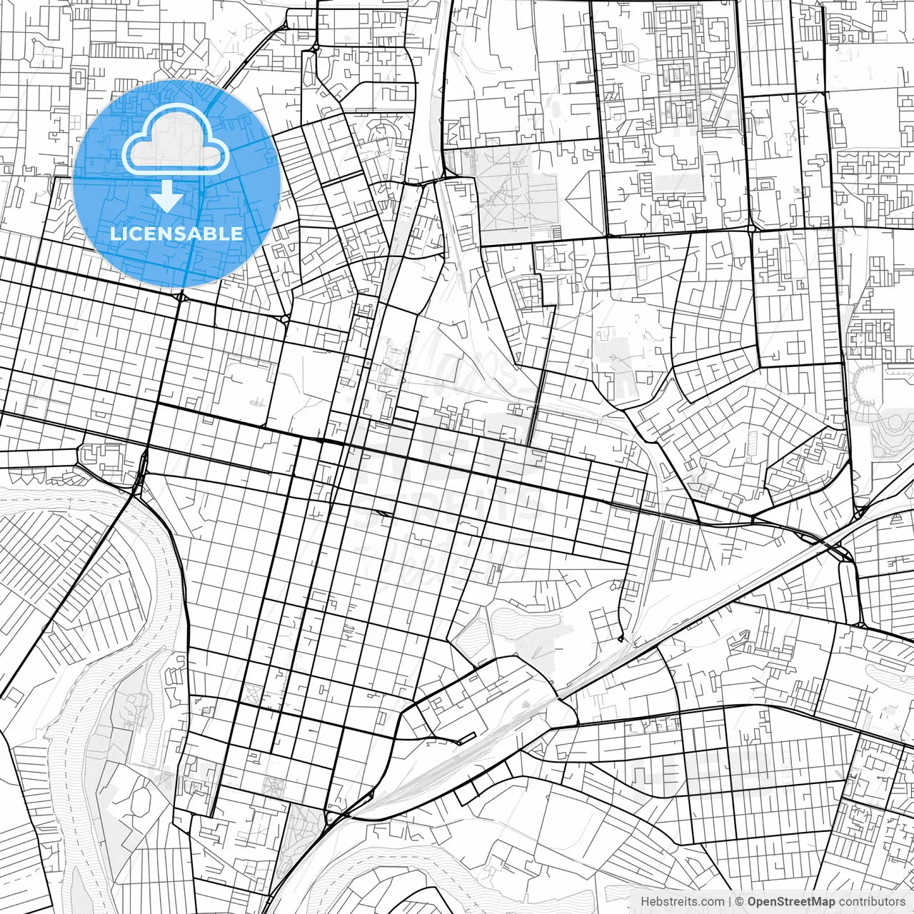 Vector PDF map of Krasnodar, Russia