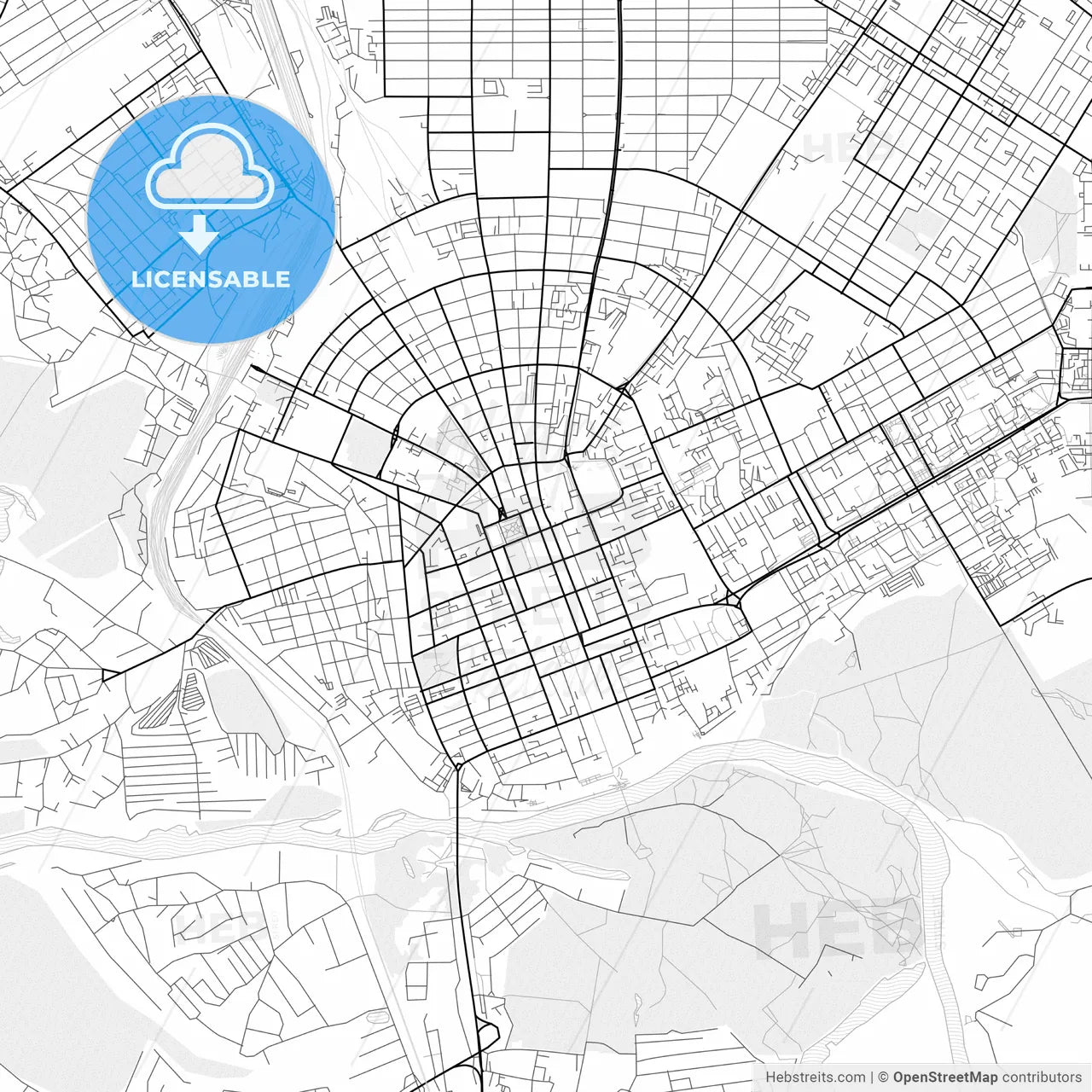 Vector PDF map of Orenburg, Russia