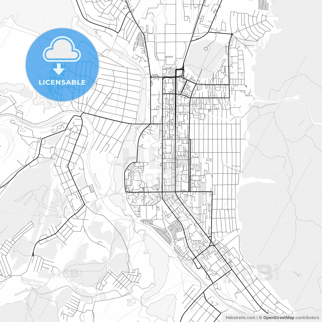 Vector PDF map of Miass, Russia