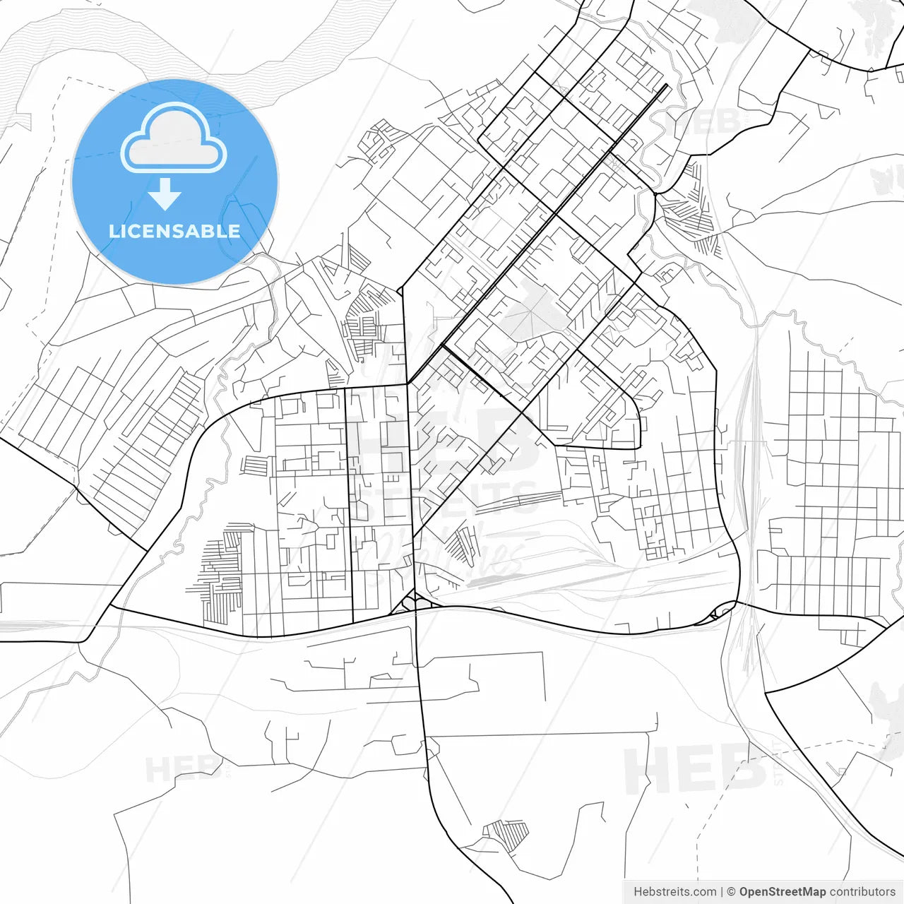 Vector PDF map of Achinsk, Russia