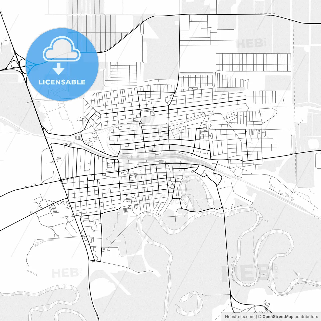 Vector PDF map of Kropotkin, Russia