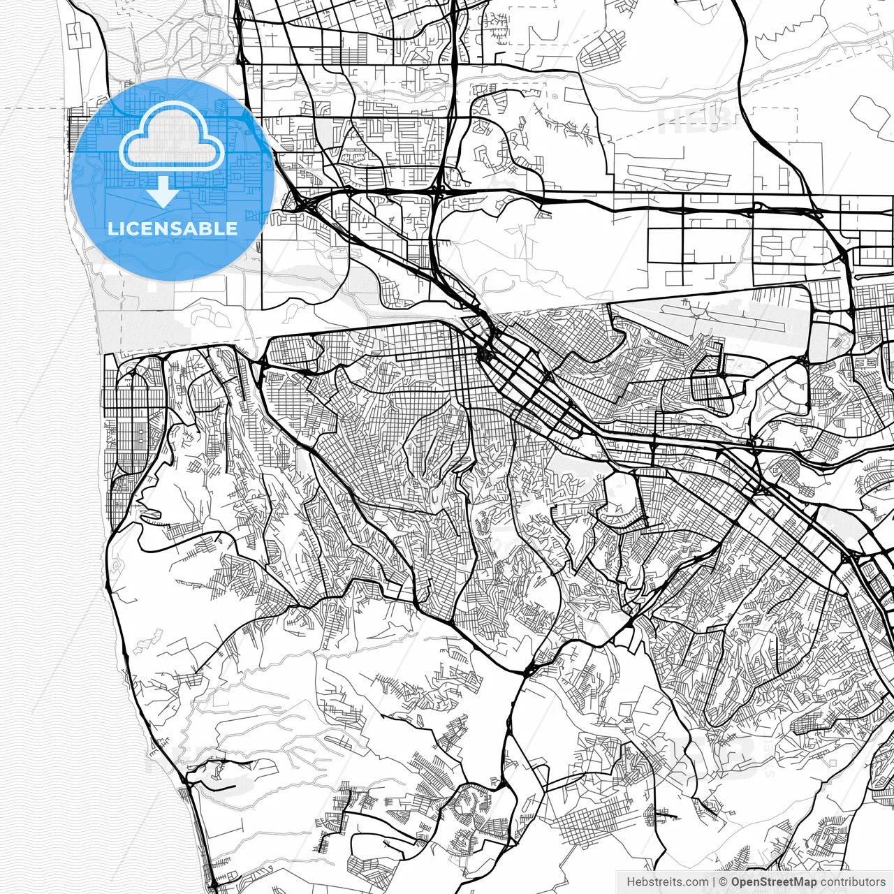 Vector PDF map of Tijuana, Mexico