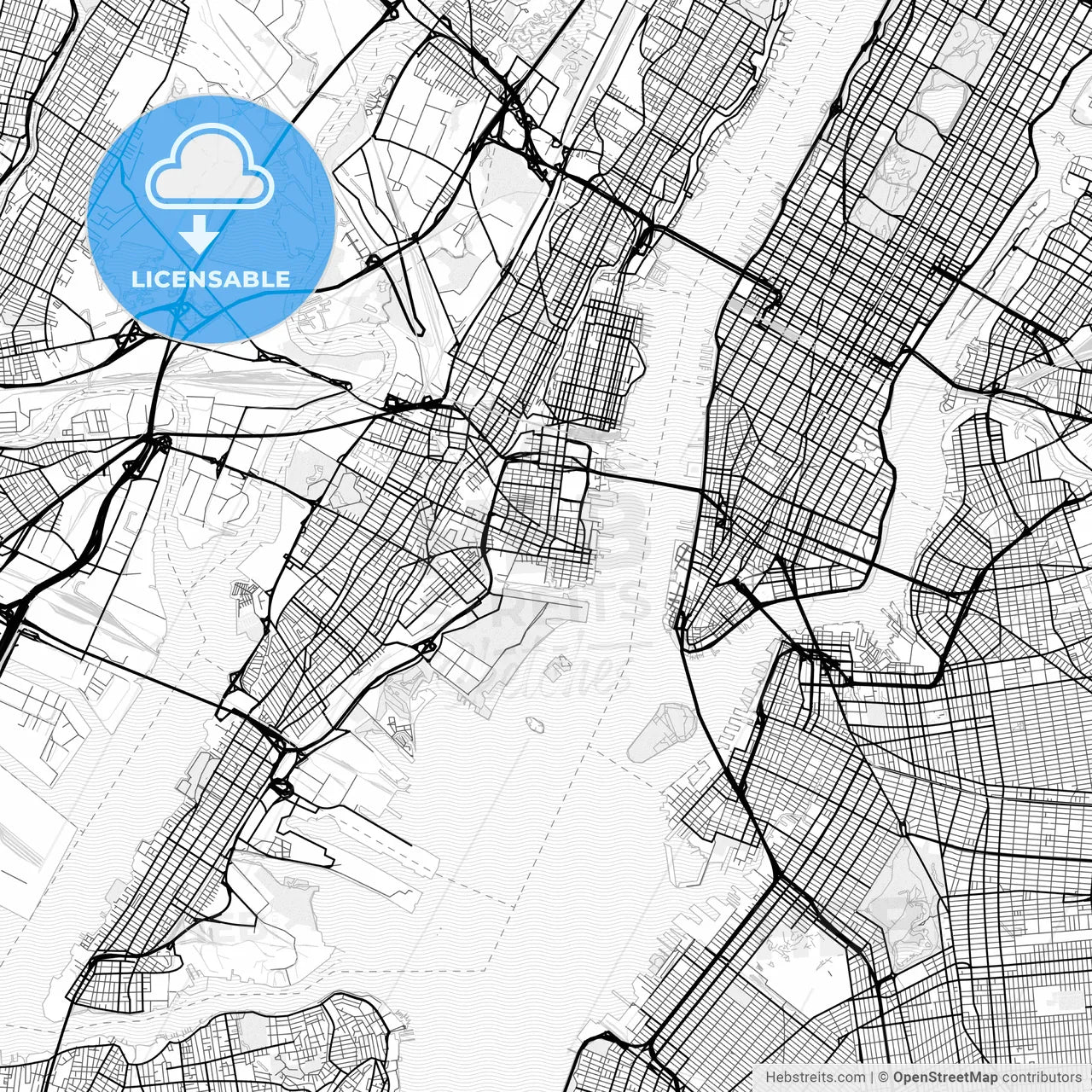 Vector PDF map of Jersey City, New Jersey, United States