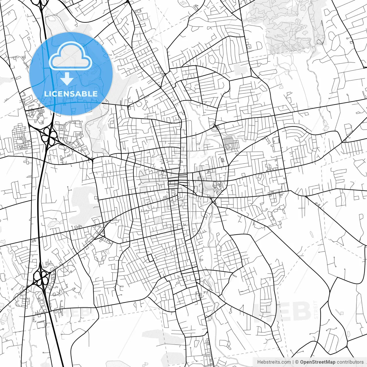 Vector PDF map of Brockton, Massachusetts, United States