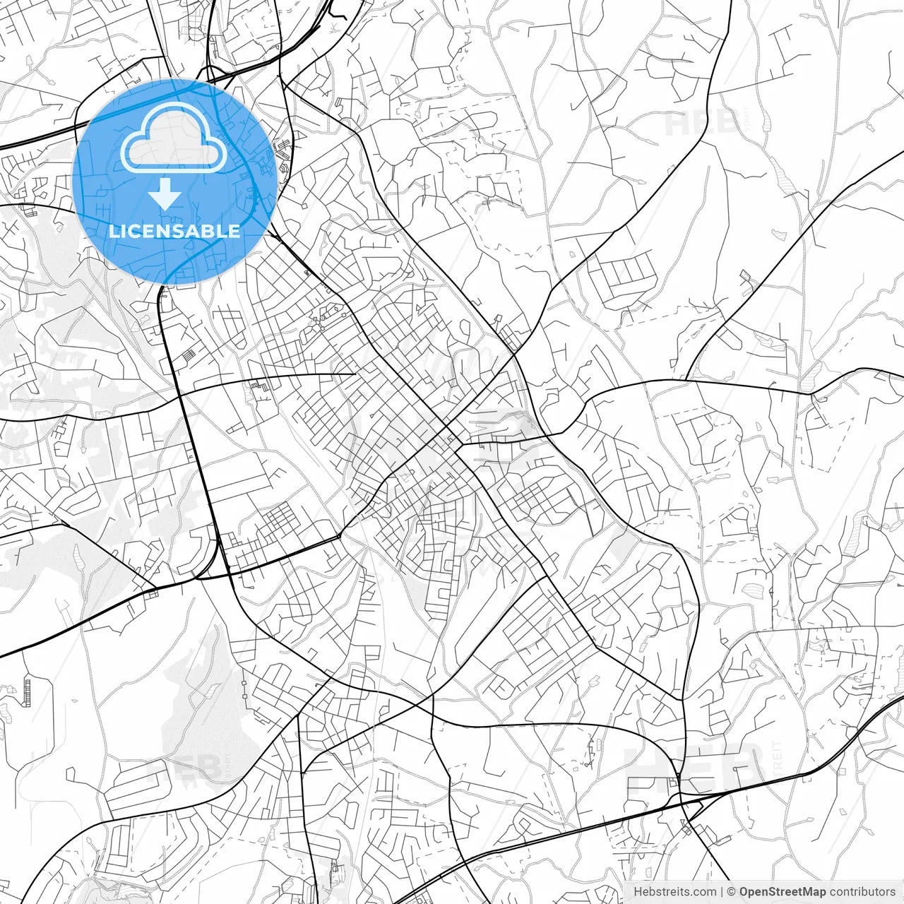 Vector PDF map of Concord, North Carolina, United States