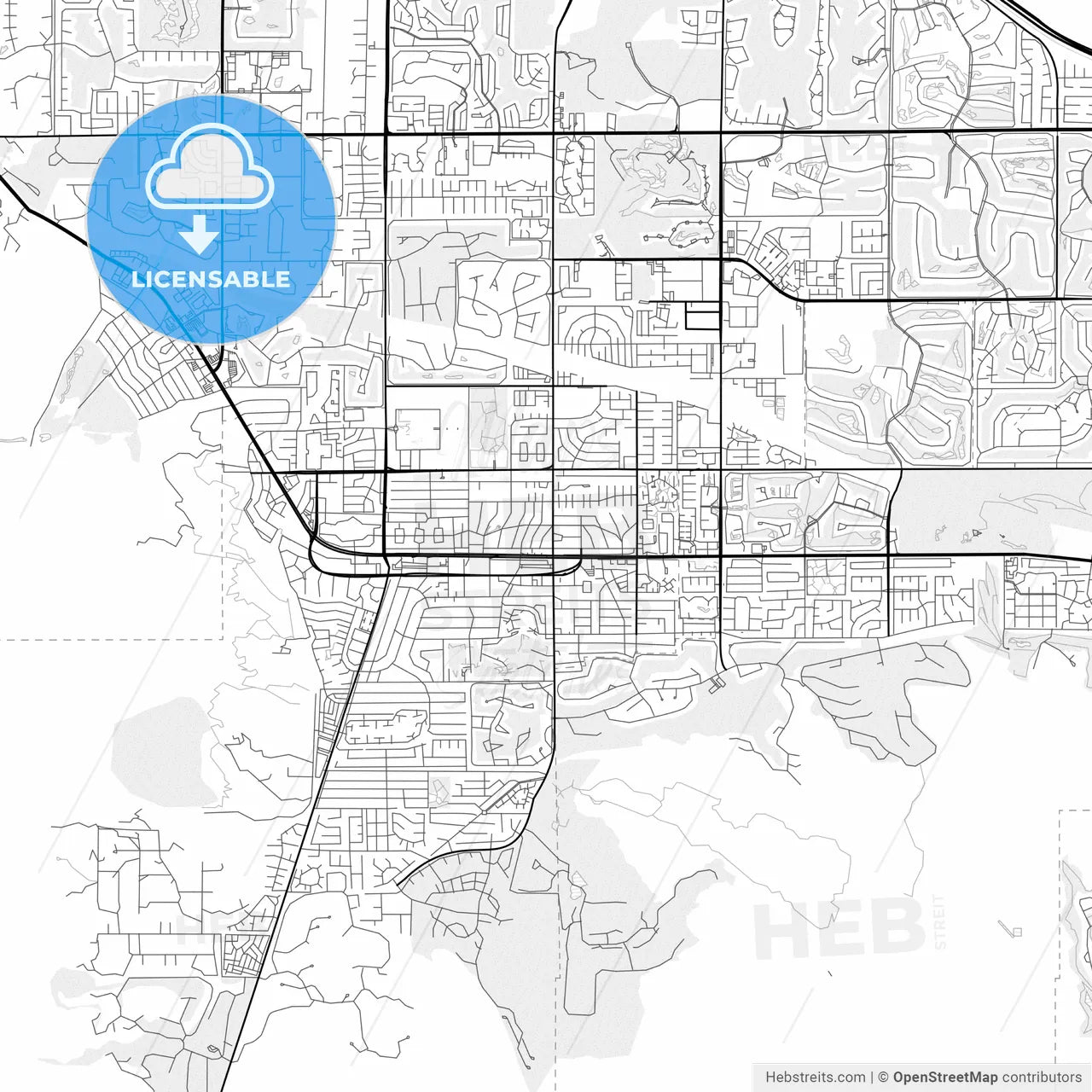 Vector PDF map of Palm Desert, California, United States