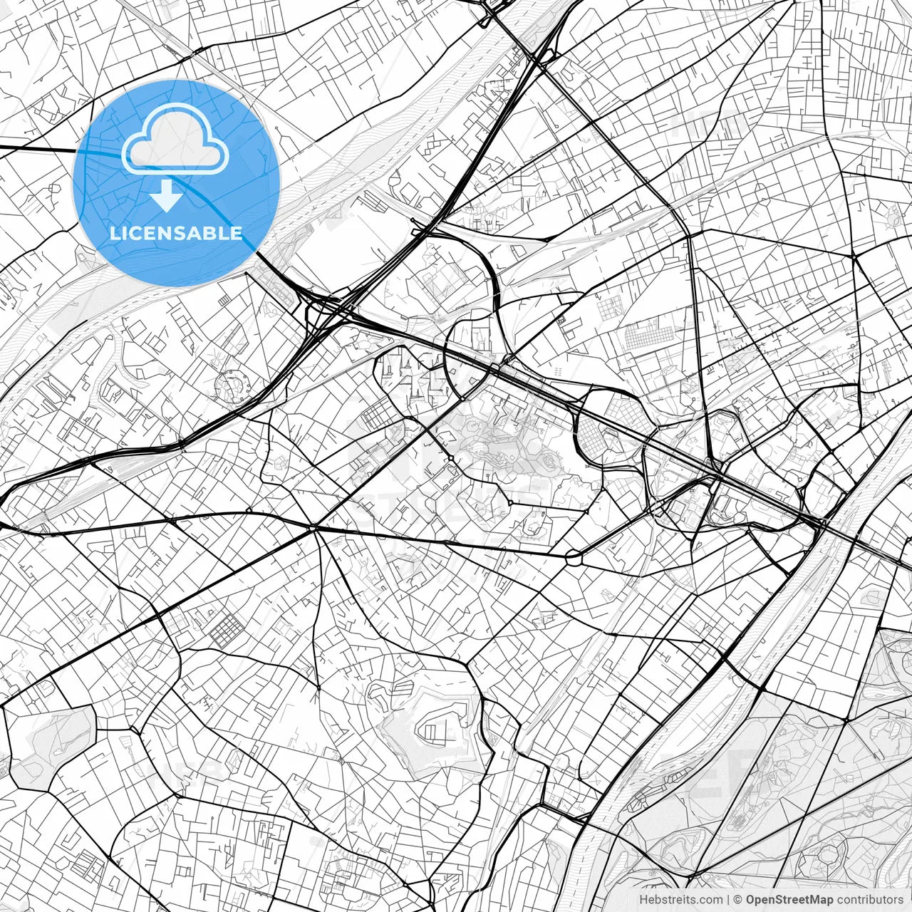 Vector PDF map of Nanterre, France
