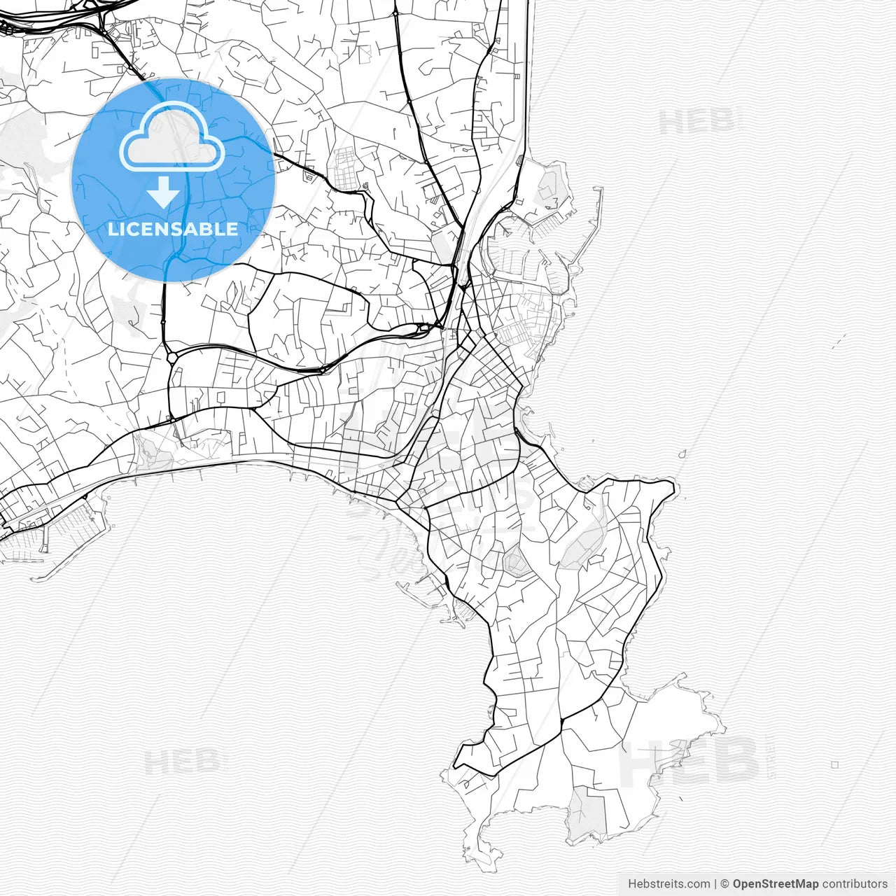 Vector PDF map of Antibes, France