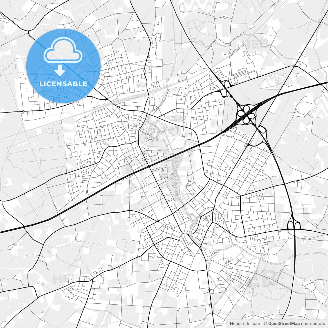 Vector PDF map of Rheda-Wiedenbruck, Germany