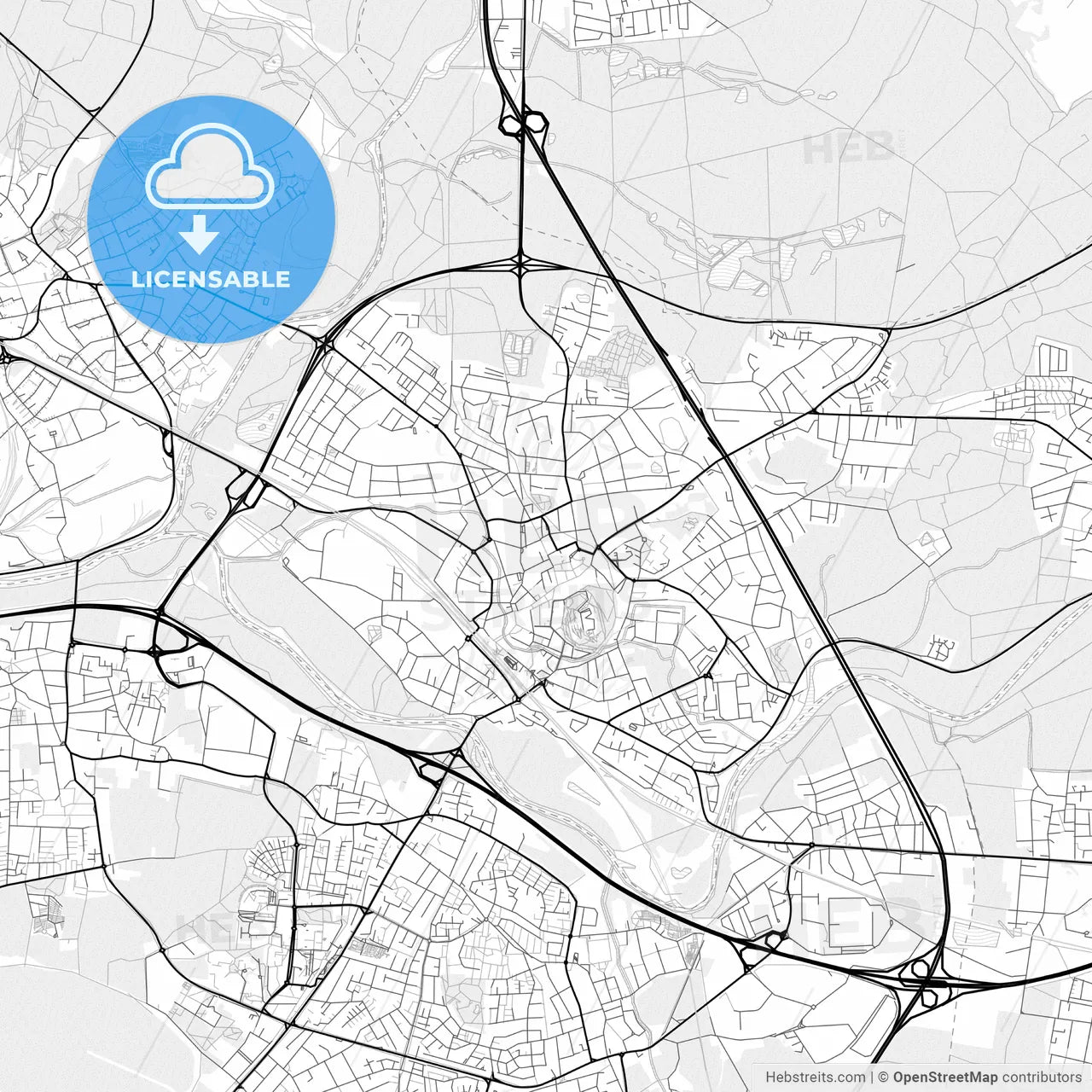 Vector PDF map of Siegburg, Germany