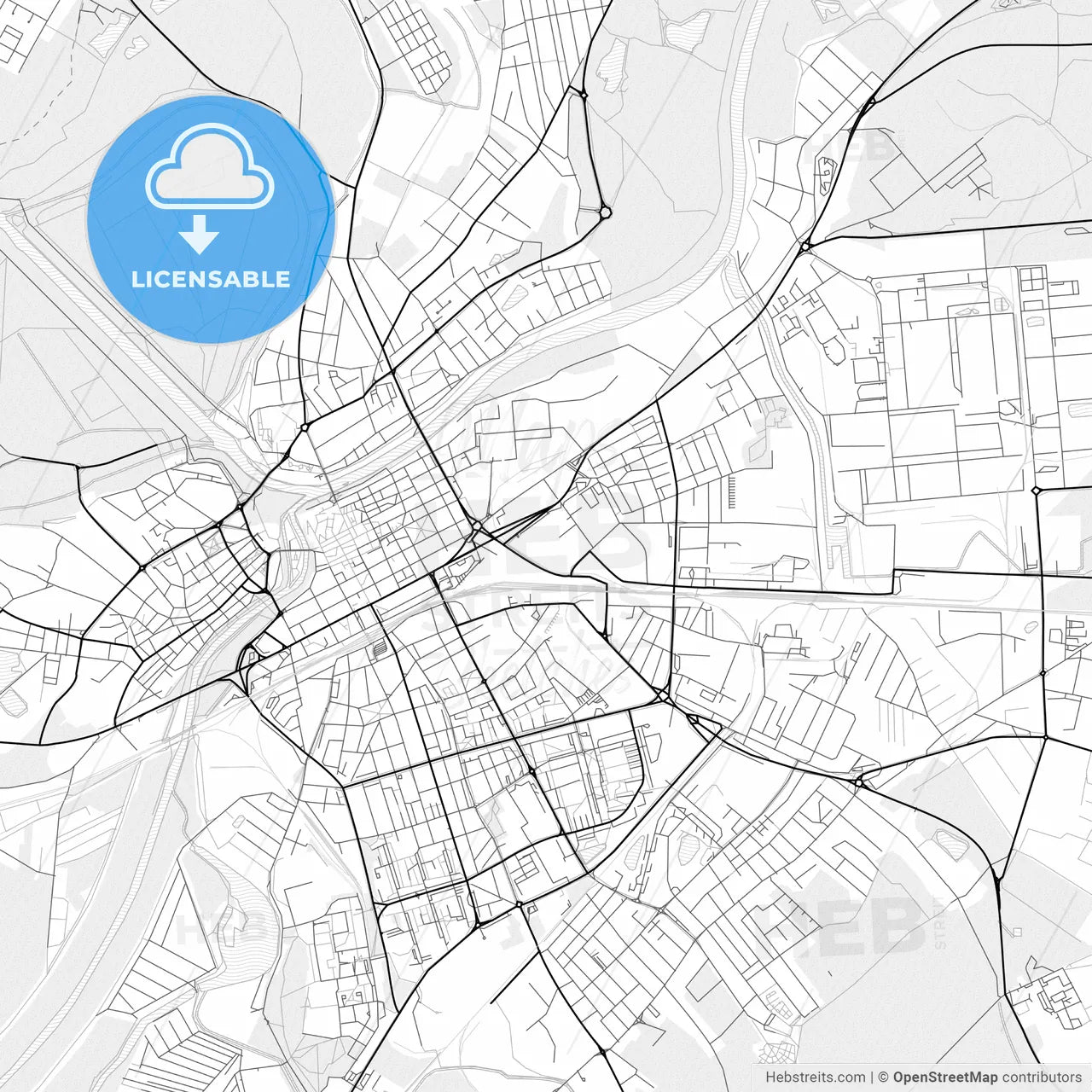 Vector PDF map of Győr, Hungary
