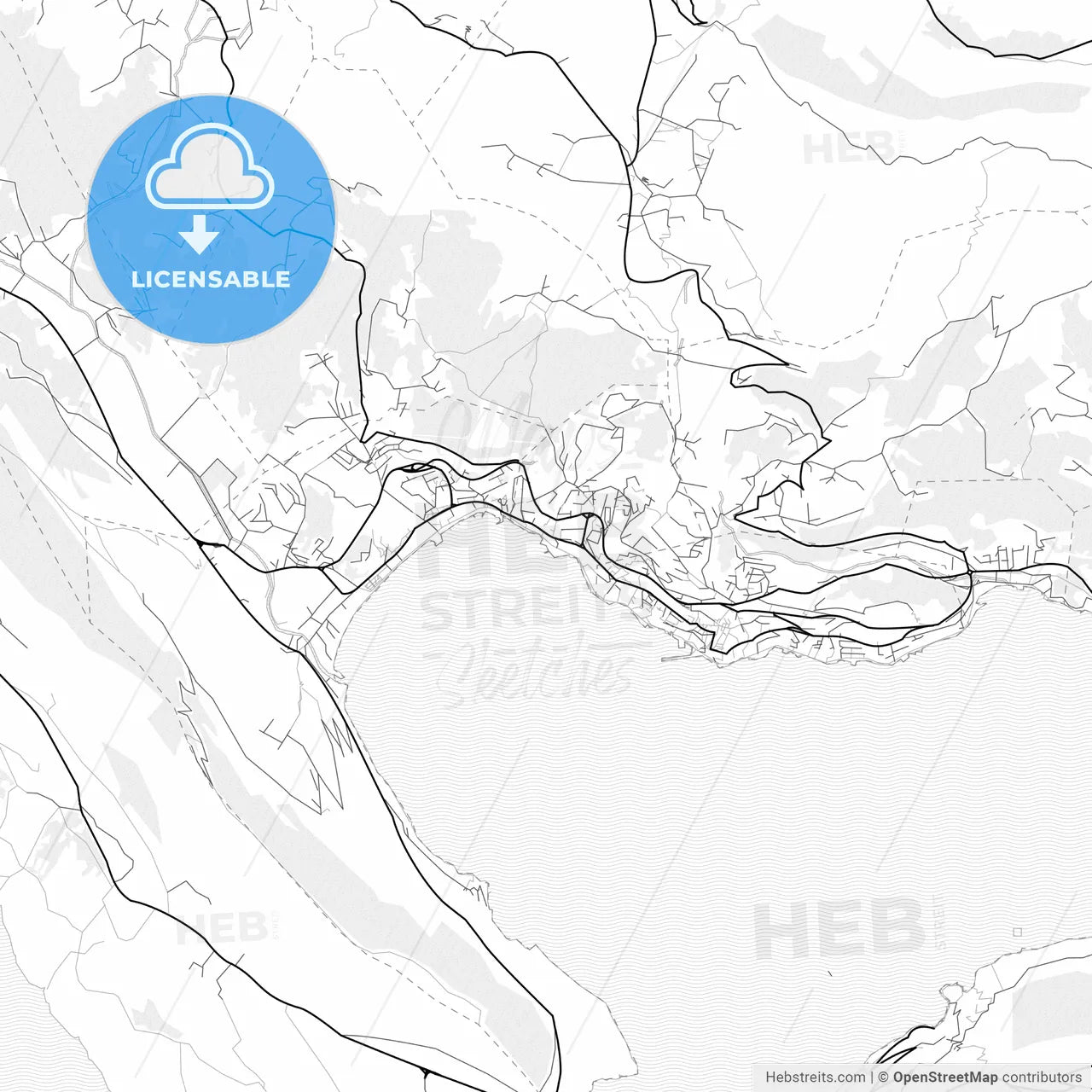 Vector PDF map of Herceg Novi, Montenegro