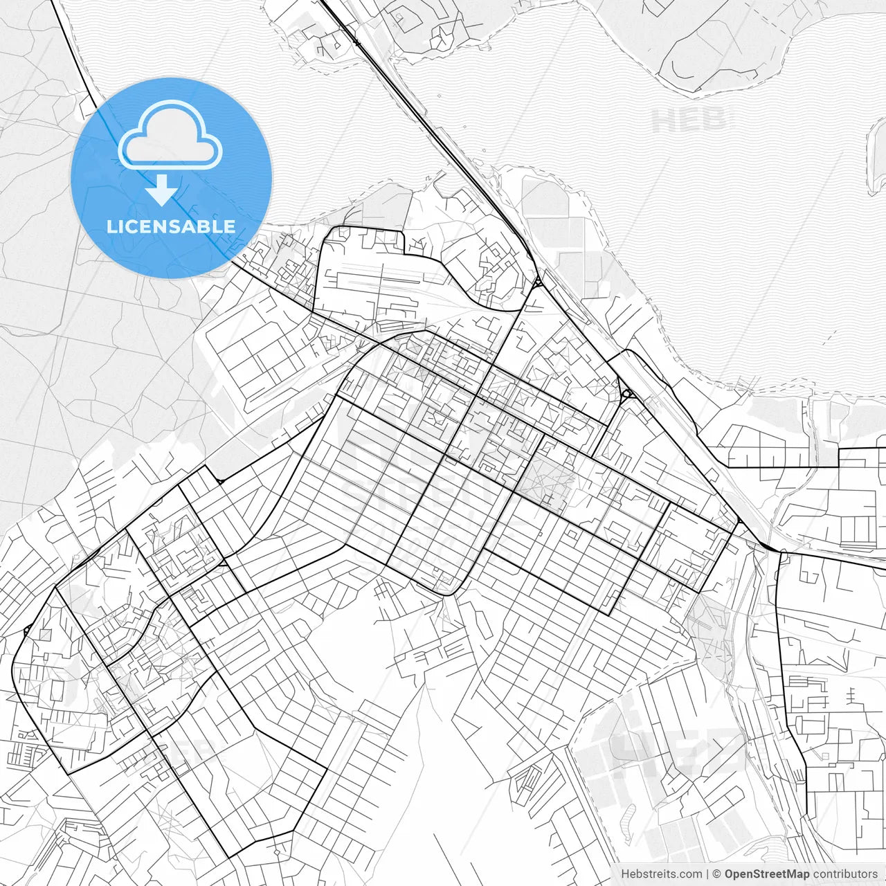 Vector PDF map of Berdsk, Russia