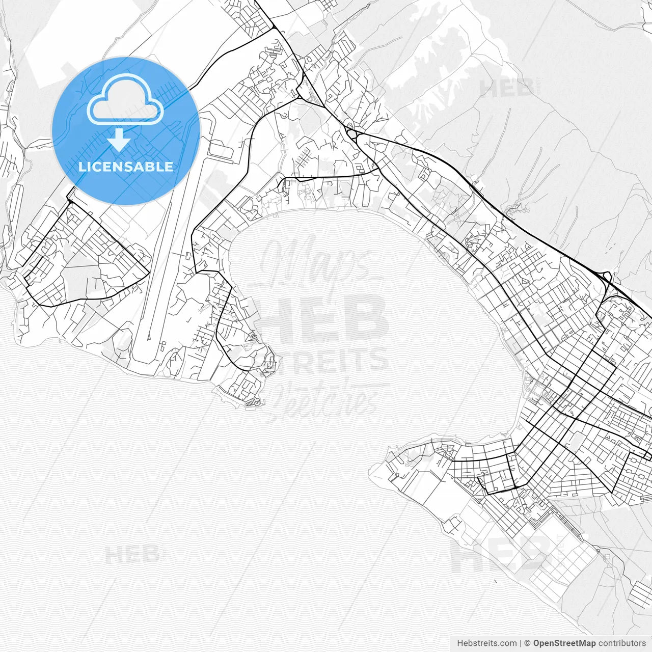 Vector PDF map of Gelendzhik, Russia