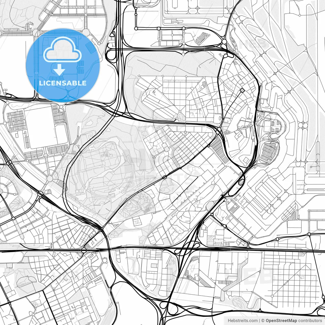 Vector PDF map of Barajas de Madrid, Spain