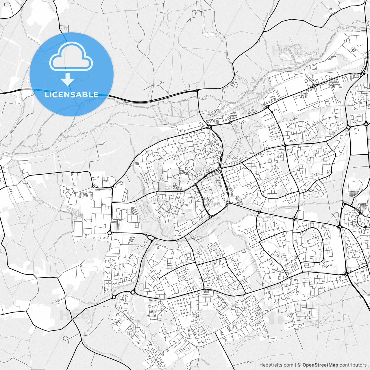 Vector PDF map of Harlow, England