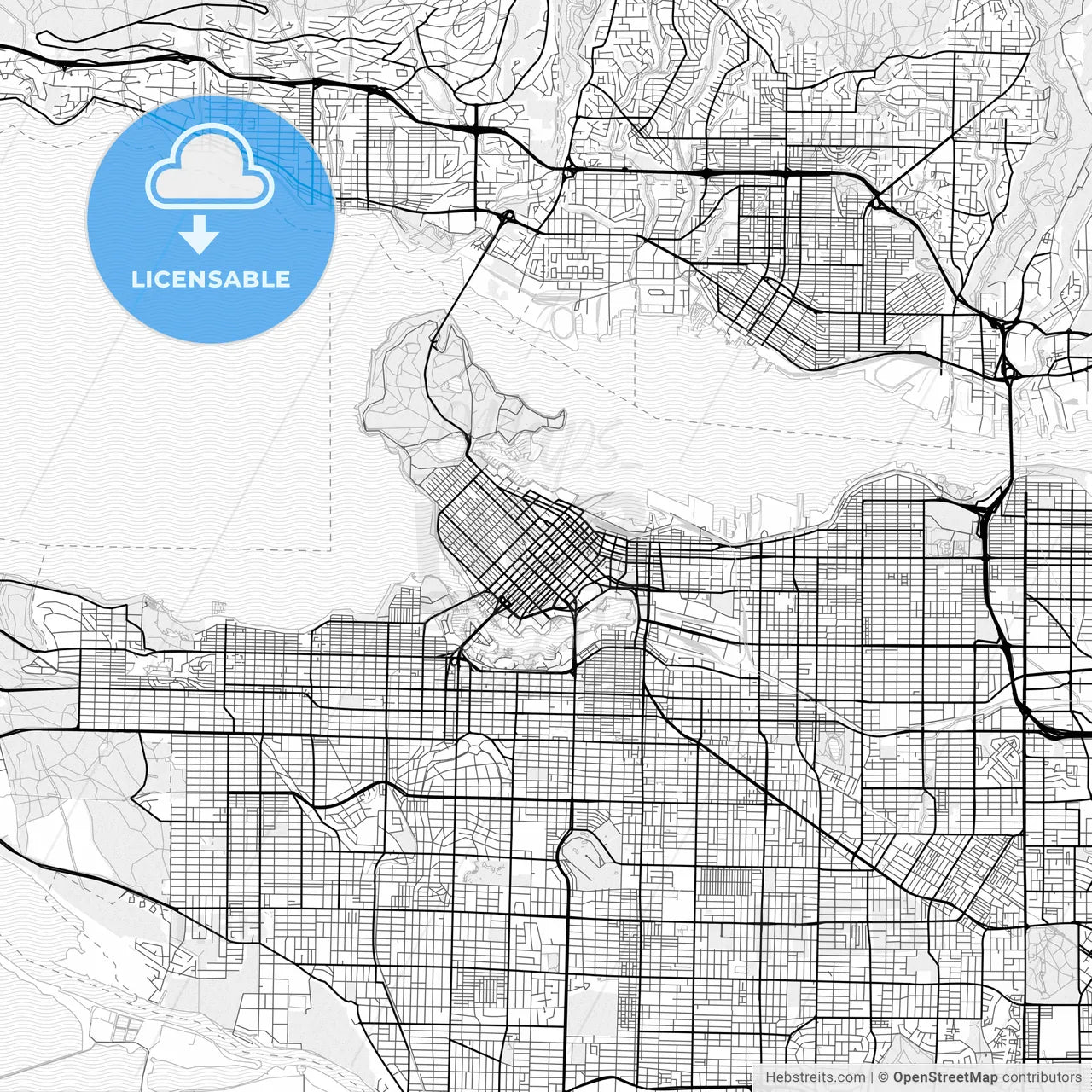 Vector PDF map of Vancouver, Canada