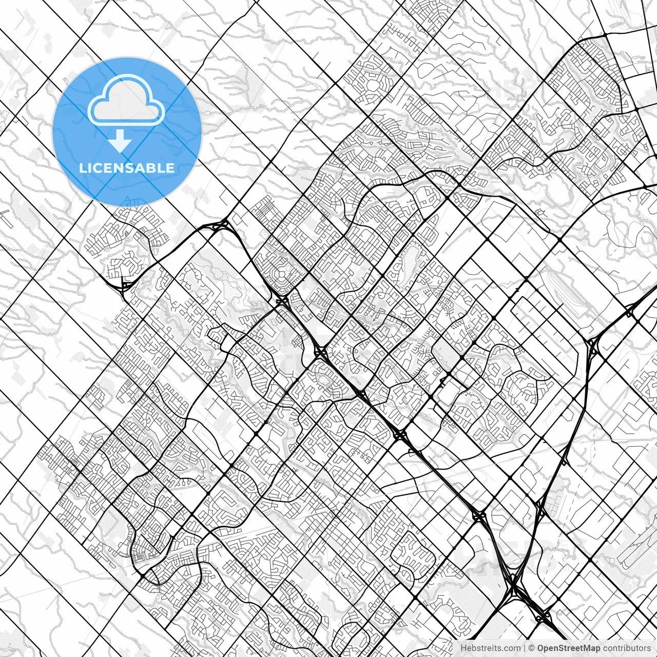 Vector PDF map of Brampton, Canada