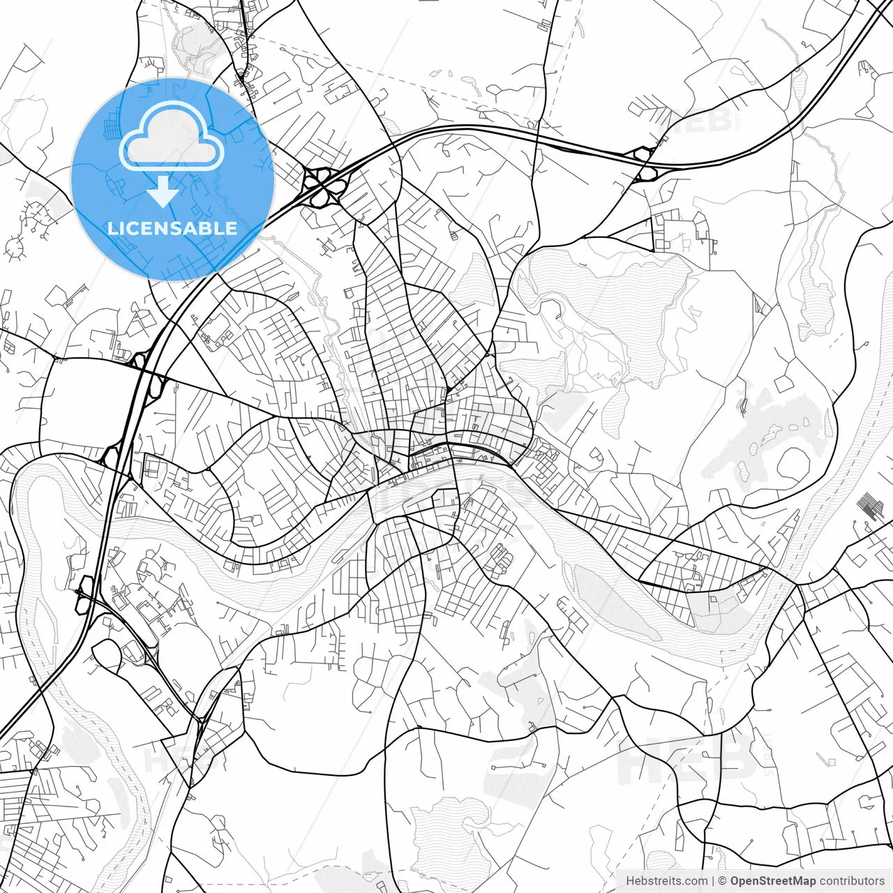Vector PDF map of Haverhill, Massachusetts, United States