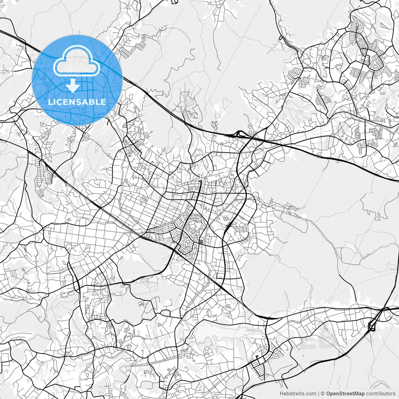 Vector PDF map of Higashihiroshima, Japan