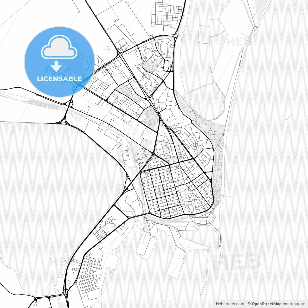 Vector PDF map of Burgas, Bulgaria
