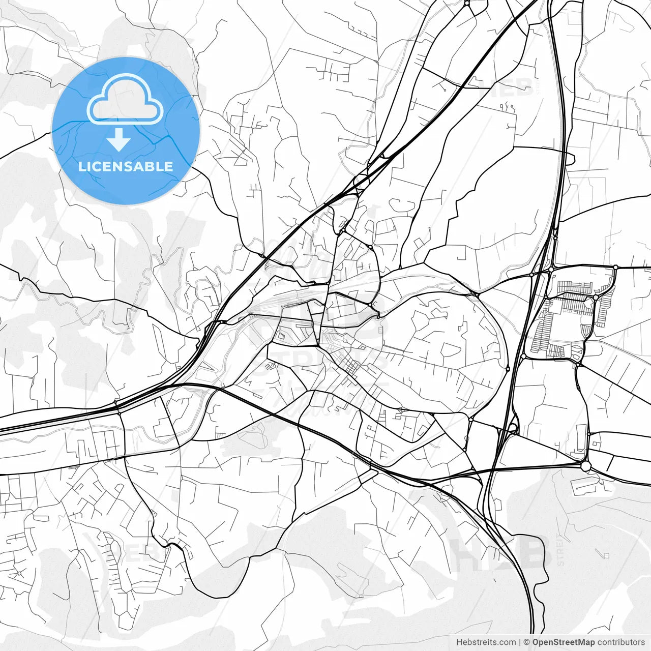 Vector PDF map of Aubagne, France