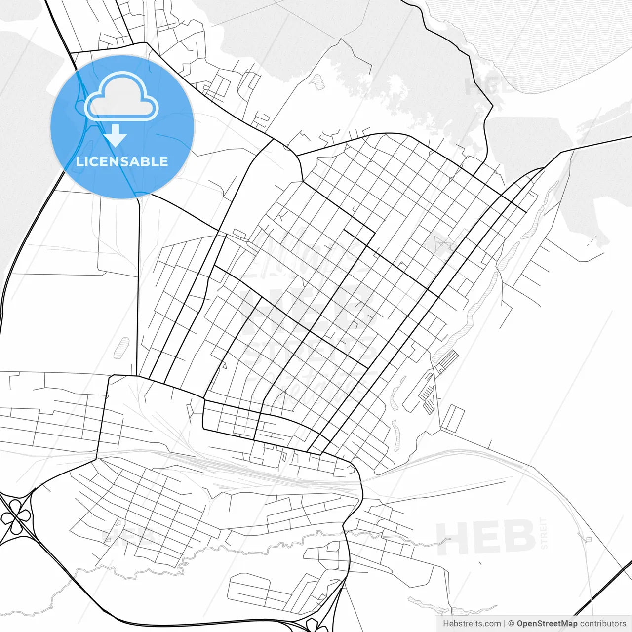 Vector PDF map of Schuchinsk, Kazakhstan