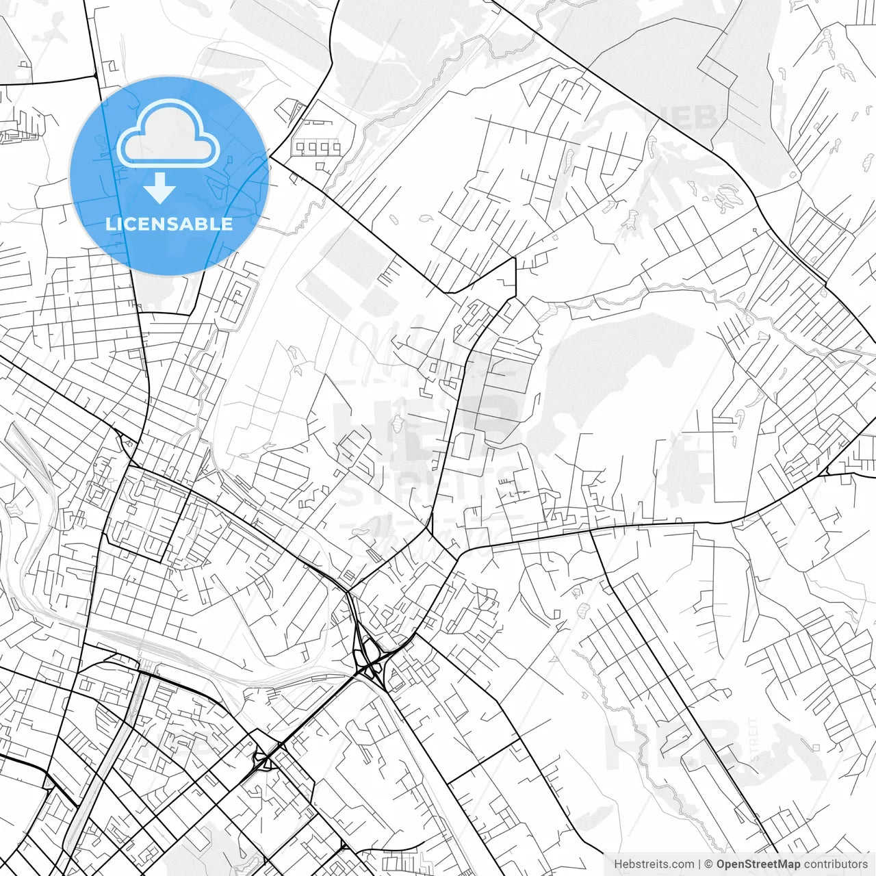 Vector PDF map of Khabarovsk, Russia
