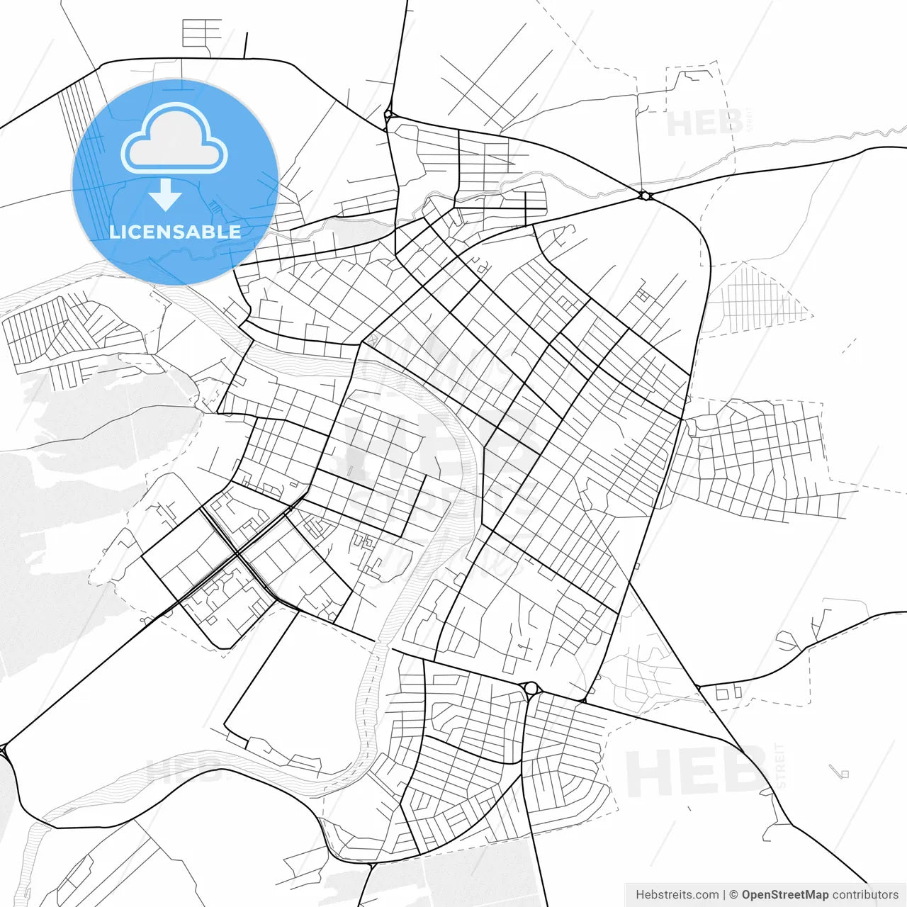Vector PDF map of Minusinsk, Russia