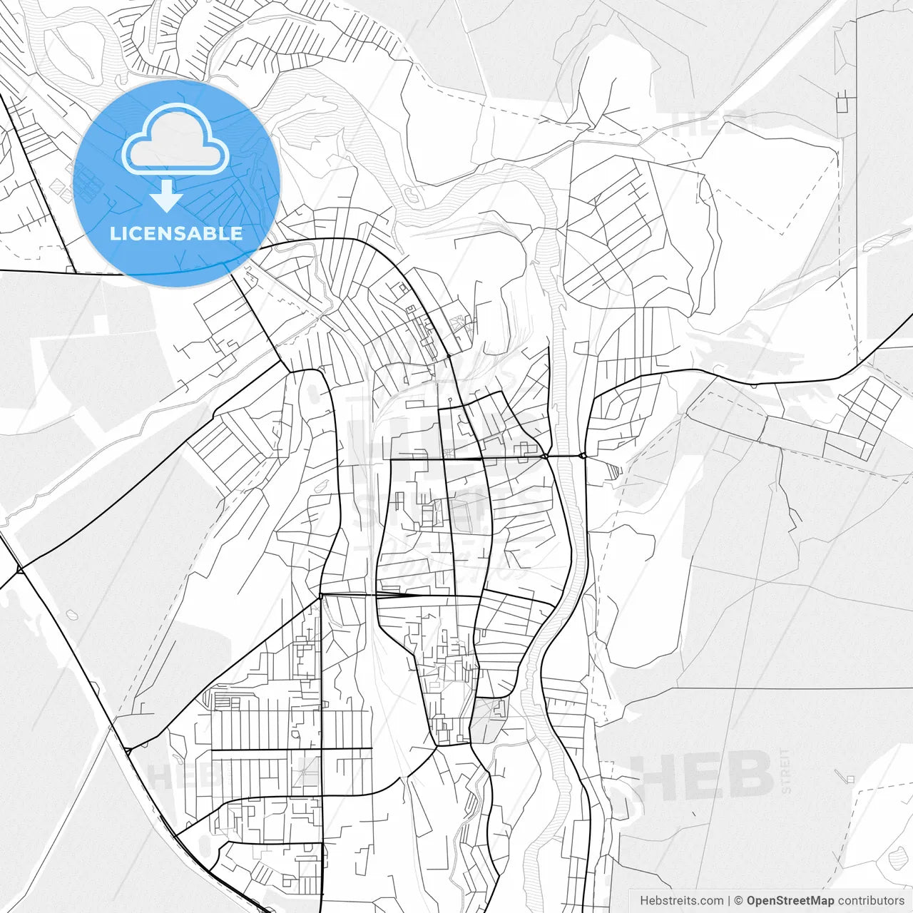 Vector PDF map of Iskitim, Russia