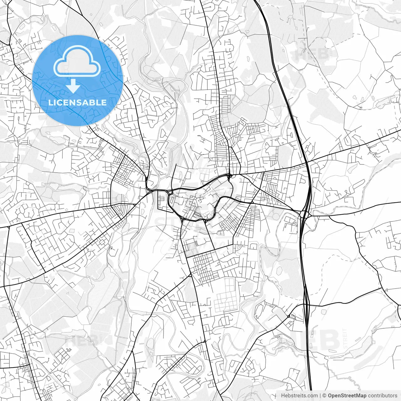 Vector PDF map of Bury, England