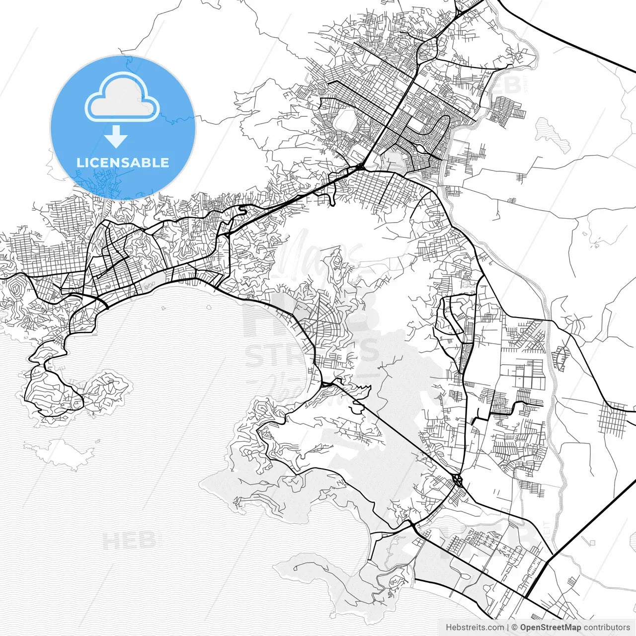 Vector PDF map of Acapulco, Mexico