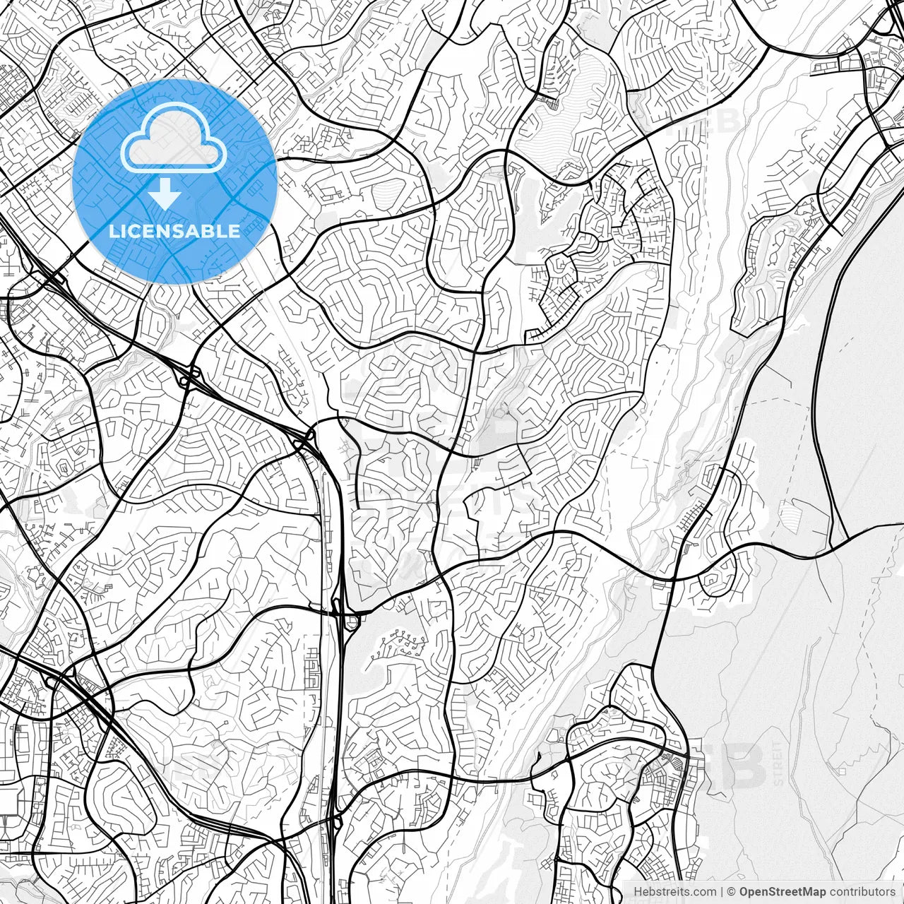 Vector PDF map of Mission Viejo, California, United States