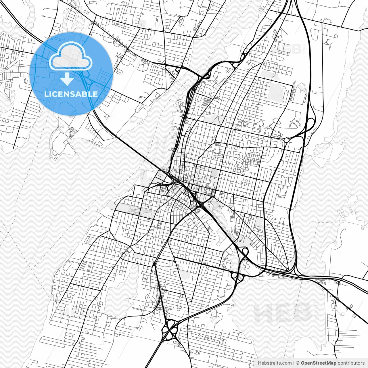 Vector PDF map of Fall River, Massachusetts, United States