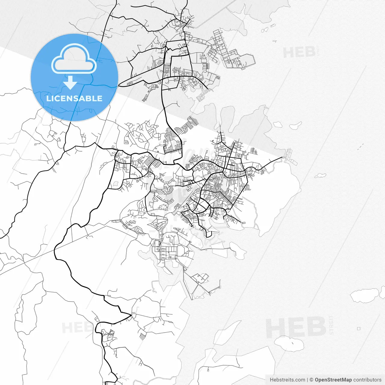 Vector PDF map of Bontang, Indonesia