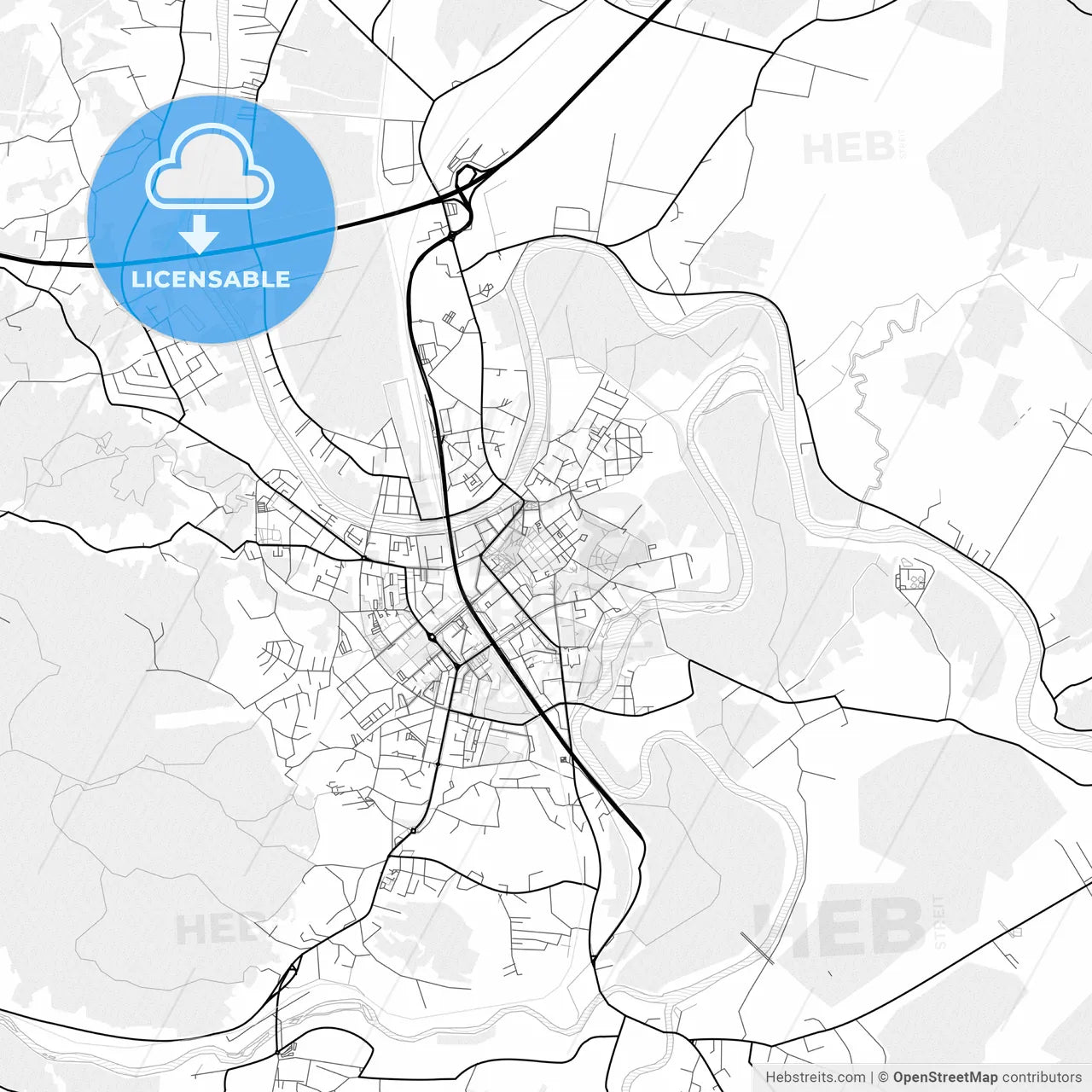Vector PDF map of Karlovac, Croatia