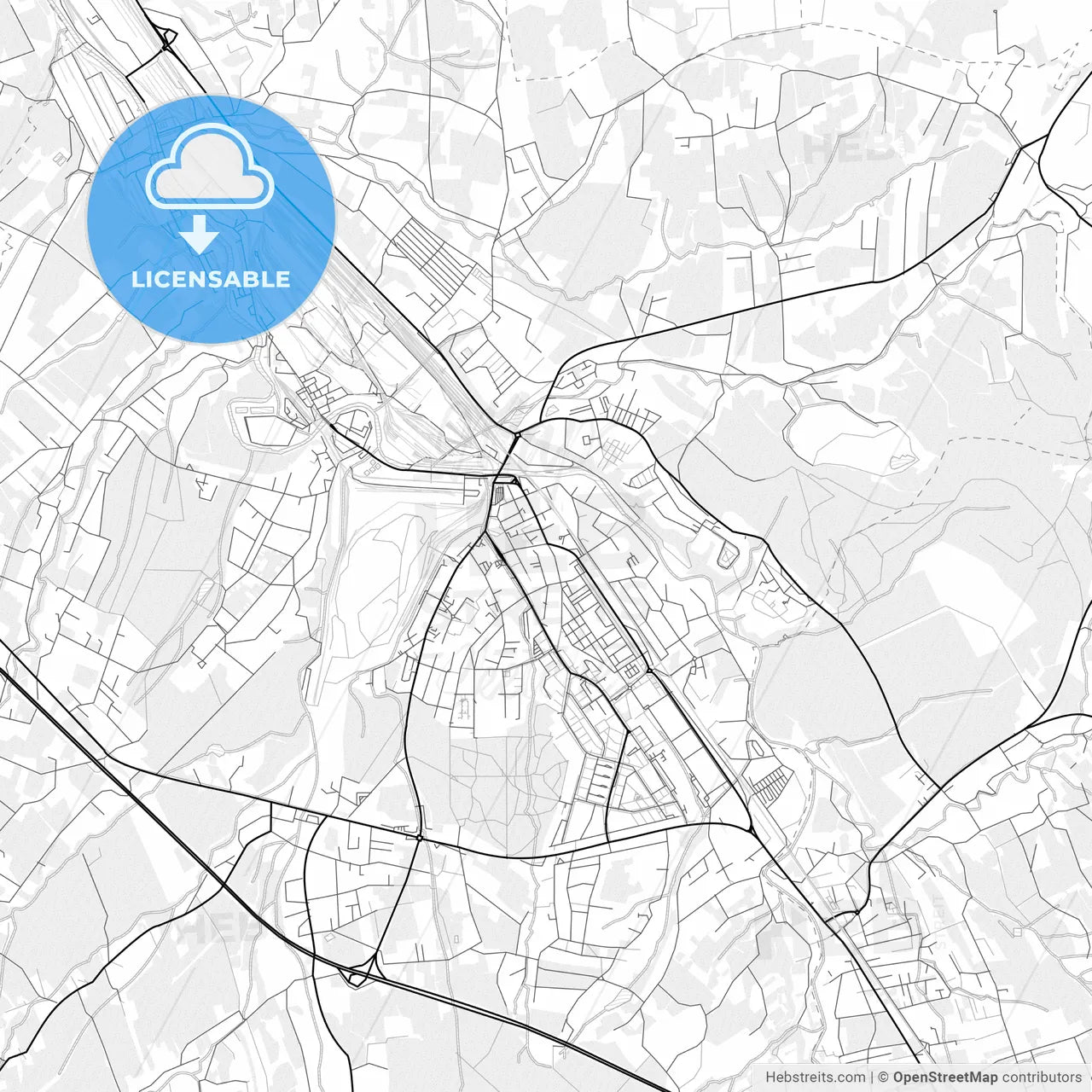 Vector PDF map of Třinec, Czechia