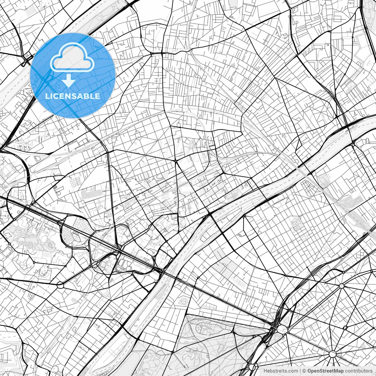 Vector PDF map of Courbevoie, France