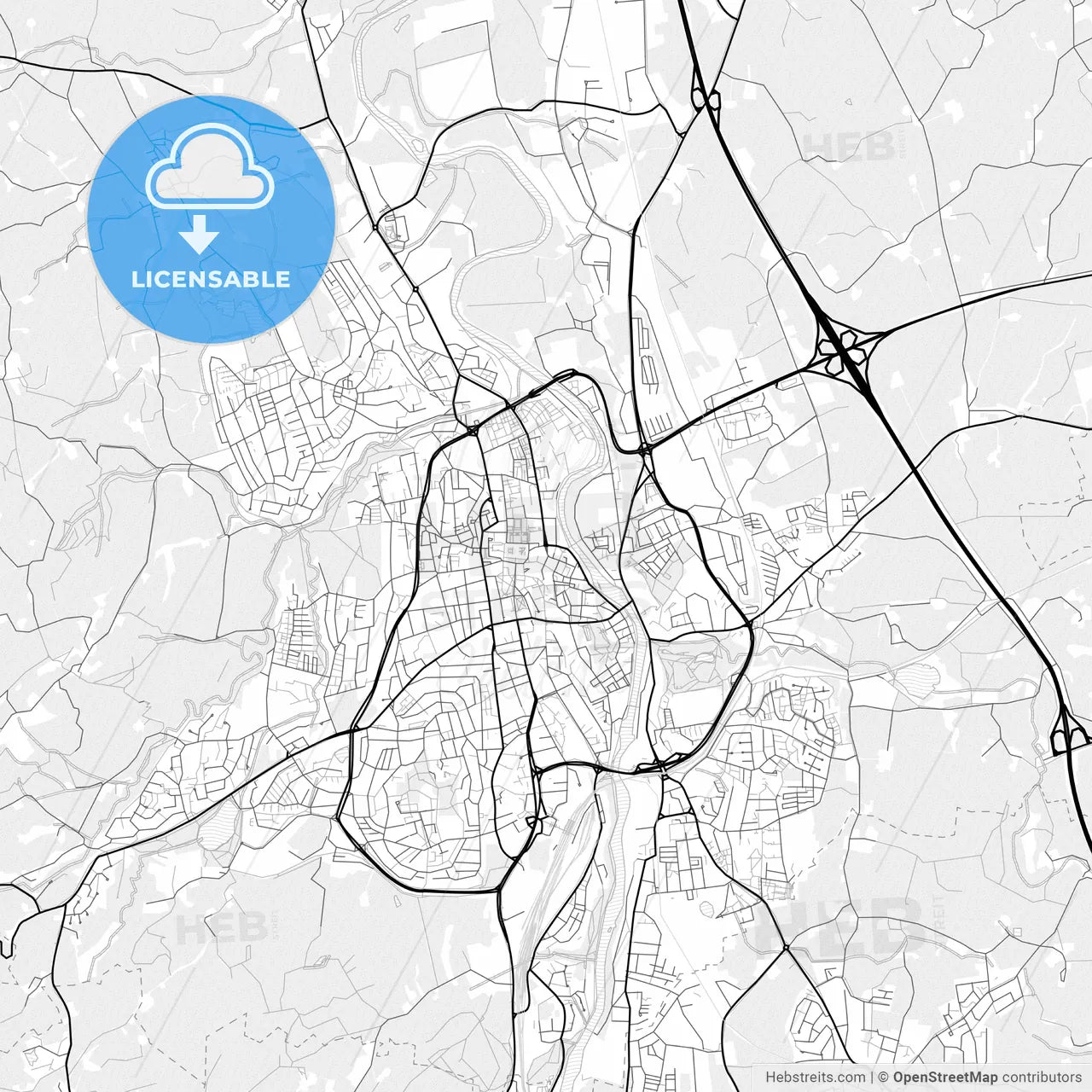 Vector PDF map of Kempten (Allgau), Germany