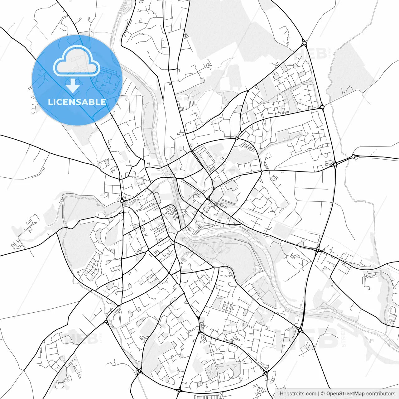 Vector PDF map of Kilkenny, Ireland