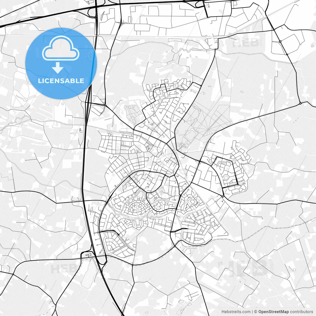 Vector PDF map of Barneveld, Netherlands