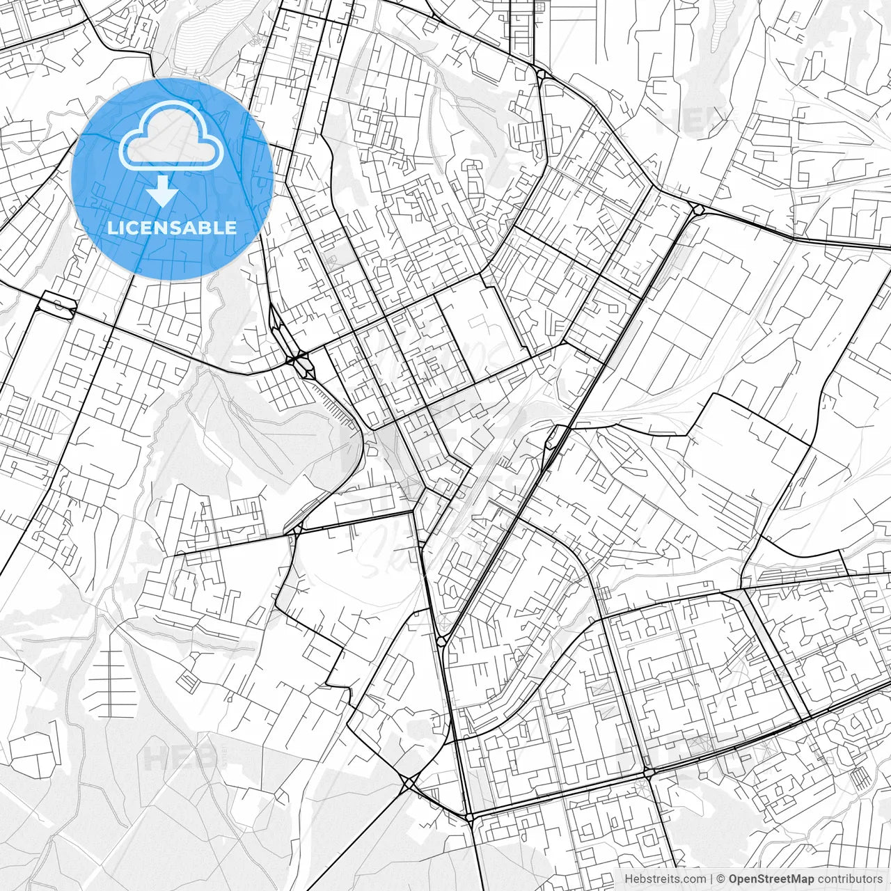 Vector PDF map of Cheboksary, Russia