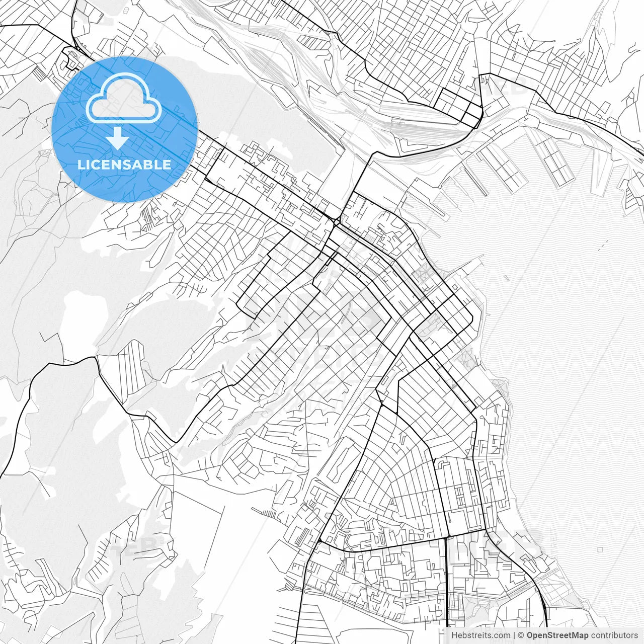 Vector PDF map of Novorossiysk, Russia