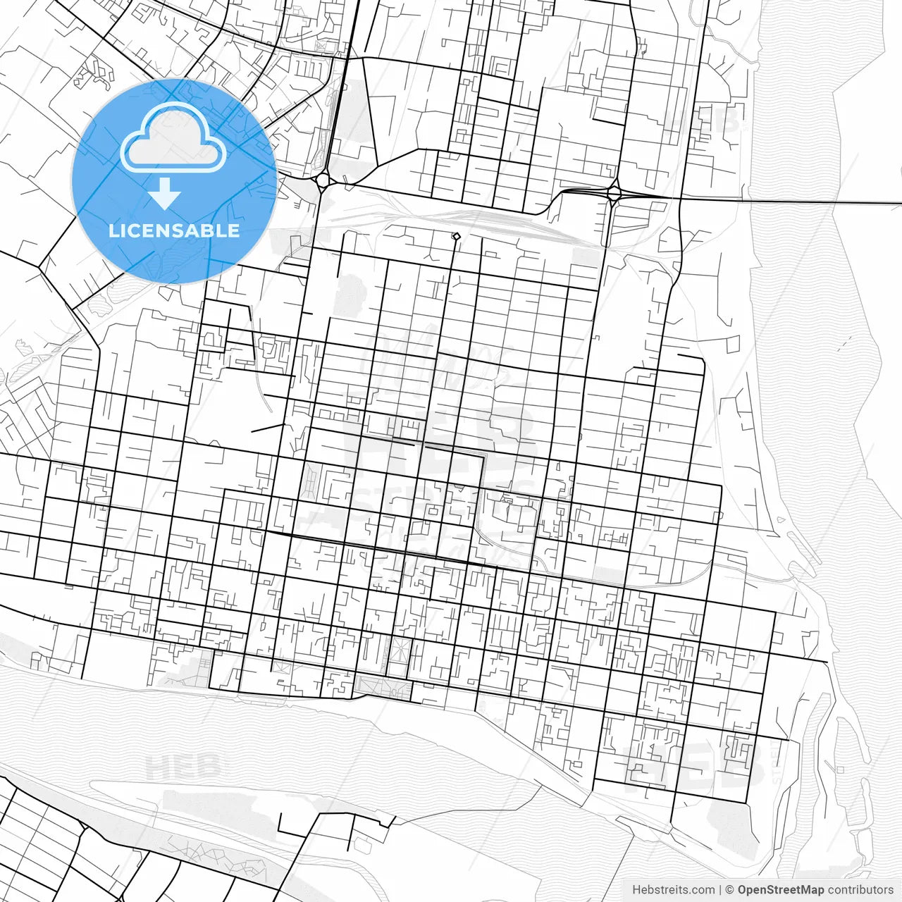 Vector PDF map of Blagoveshchensk, Russia