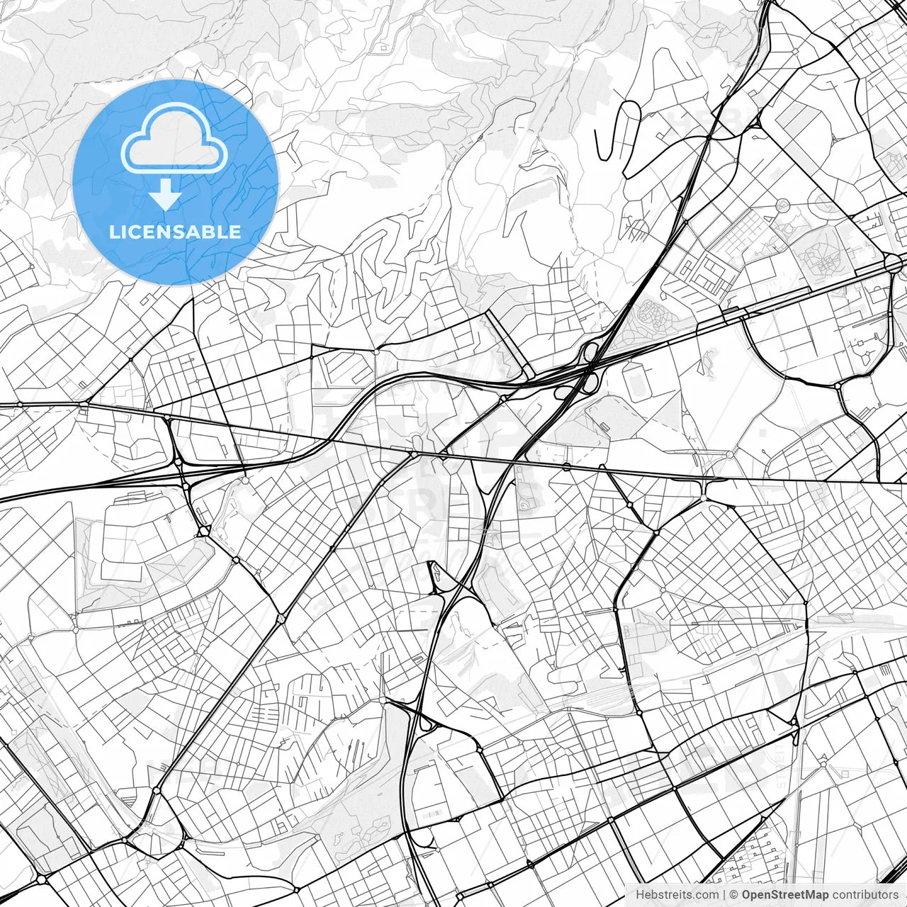 Vector PDF map of Esplugues de Llobregat, Spain