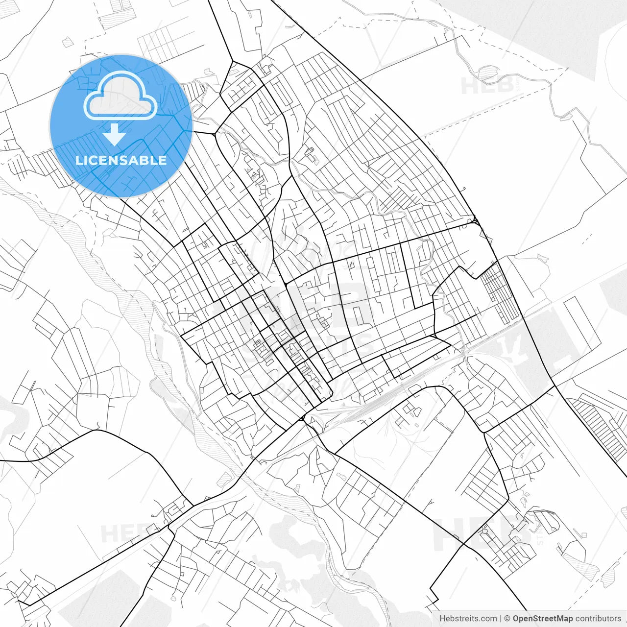 Vector PDF map of Belorechensk, Russia