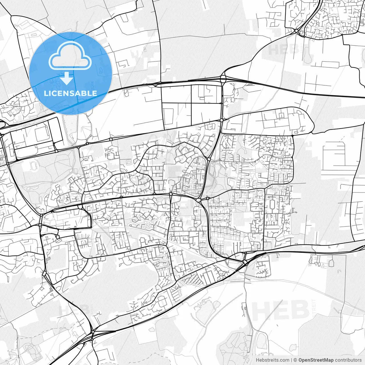 Vector PDF map of Basildon, England
