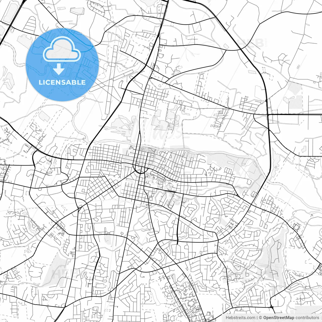 Vector PDF map of Greenville, North Carolina, United States