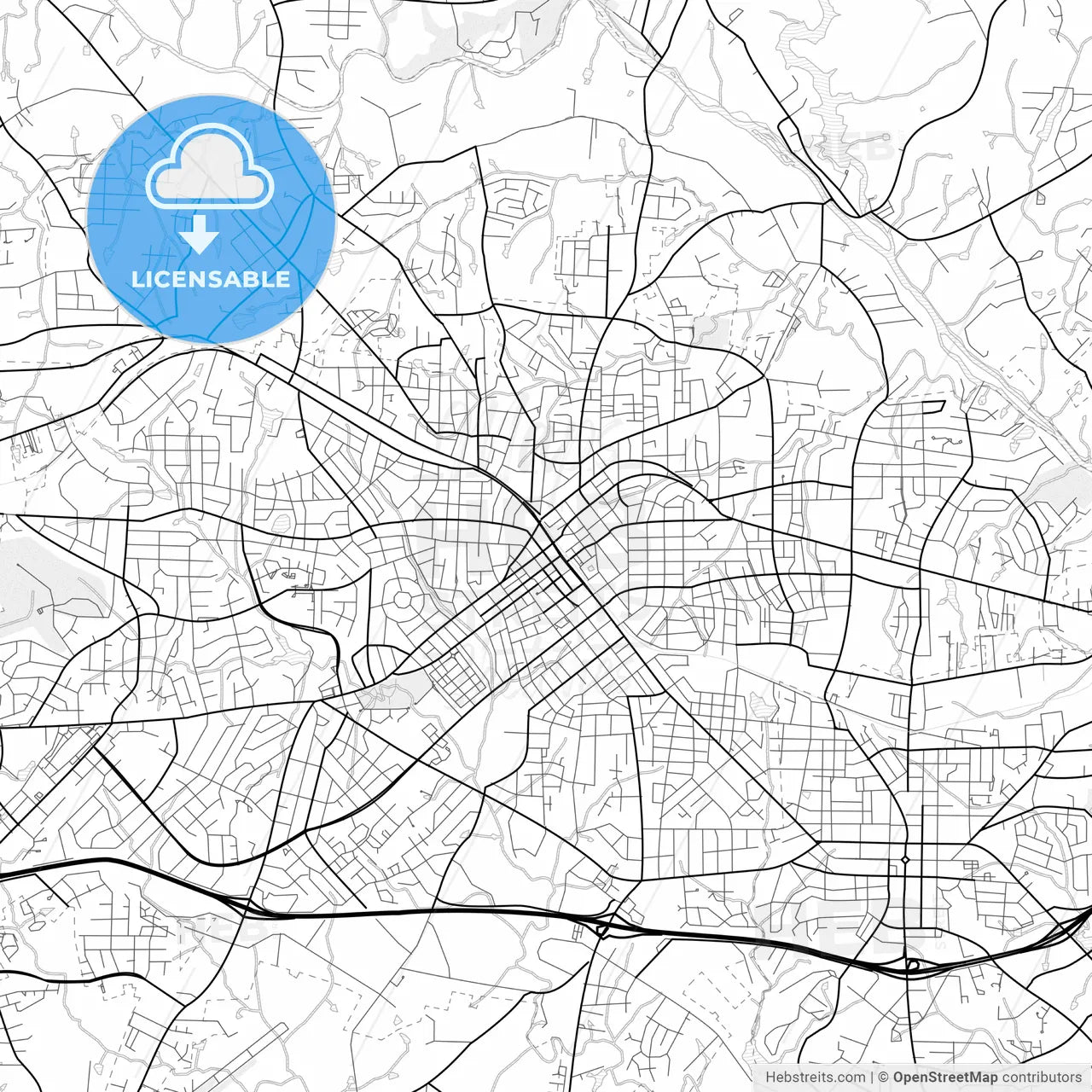Vector PDF map of Burlington, North Carolina, United States