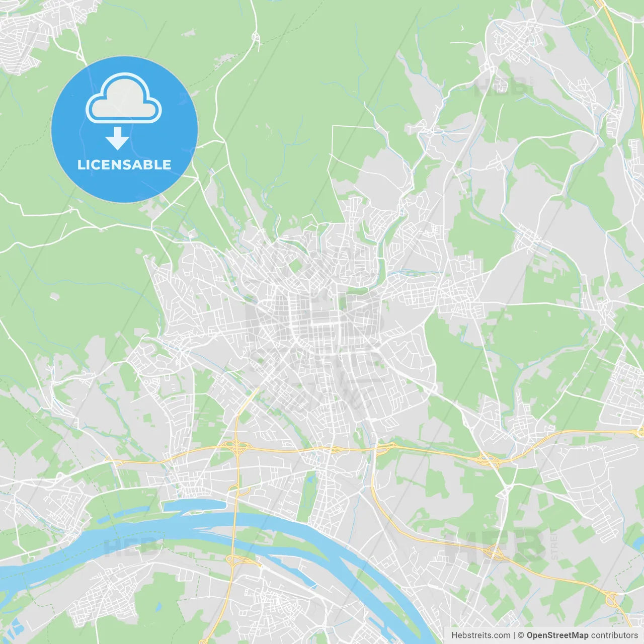Wiesbaden, Germany printable street map